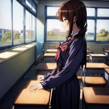 (masterpiece:1.2), best quality, <lora:Morgana:0.8>, solo, 1girl,  <lora:Haruhistyle:0.4>, kyoani haruhi style, school uniform, butterfly, profile, smile ,classroom, desks, chairs,windows, <lora:Adddetail:0.5>, add_details, medium breasts, best quality, ultra detailed, absurdres,8K, (best illustration), (best shadow)