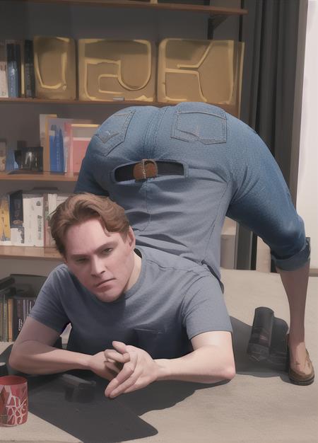 jerma985, masterpiece, best quality,  jack-o challenge, jackopose, pants, shirt, jeans,