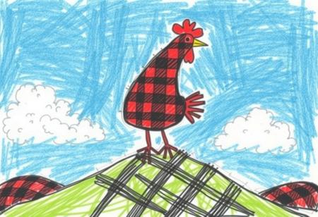 score_9, score_8_up, score_7_up, realistic, photo, high quality, extreme detail, photogenic, (((photorealistic))), best quality, realistic lighting, source_photo, 
a poorly draw plaid chicken, the chicken is red and black plaid , the plaid chicken is standing on top of a green and black plaid hill, the sky is blue and black plaid,poorly drawn, scrawled drawing, everything is plaid, plaid clouds, plaid grass, plaid hills, hand drawing, poorly drawn, funny, goofy, a little stupid