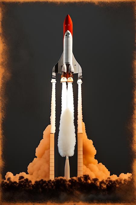 best quality,design_on_black_background,Rocket launching