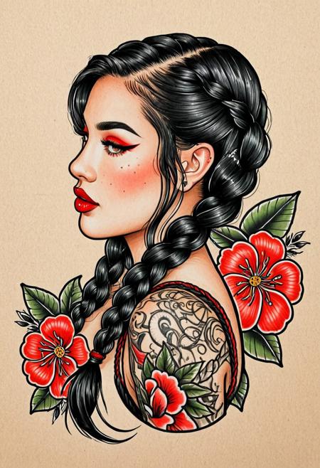 Traditional Tattoo Flash QWEN Model AmTrad Design Generator