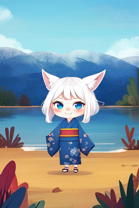 masterpiece,best quality,1girl,solo,white hair,cyan eyes,kimono,kemono,smile,chibi,landscape,  <lora:childbookv6-000032:1:1,0,0,0,0,0,0,0,1,2,2,1,0.6,1,0.6,0.5,0.5,2,1,2,1,0,1,1,1,1>