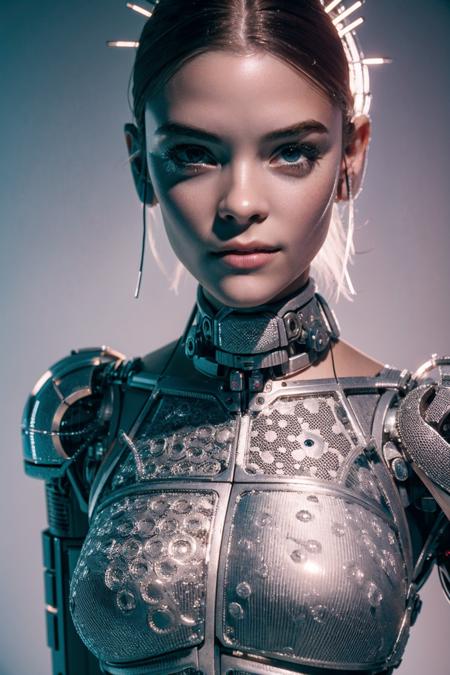 Human with robot body part, cinematic light, white background, unreal engine, (intricate details, hyperdetailed:1.15) (skin texture:1.2)  <lora:Jaime_King_640x960:0.85>