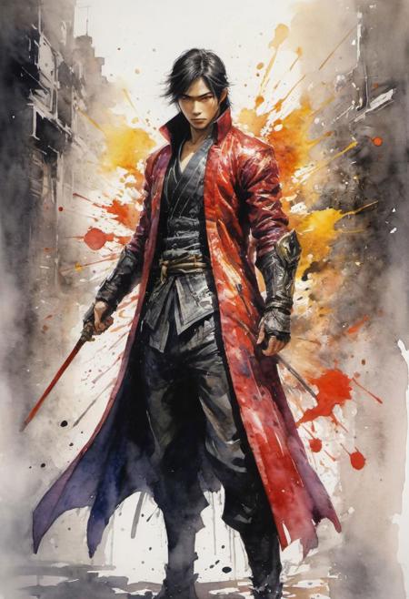 by Shotaro Ishinomori,  (shiny, artstyle-watercolor but extremely beautiful:1.4), (intricate details, masterpiece, best quality:1.4) , in the style of nicola samori, 
long hu men style 2D art, Vibrant, dynamic, arcade, 2D fighting game, highly detailed, reminiscent of long hu men series,, looking at viewer