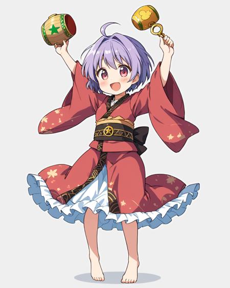 sukuna shinmyoumaru,1girl, miracle_mallet, solo, open_mouth, barefoot, wide_sleeves, white_background, obi, smile, long_sleeves, simple_background, full_body, blush, ahoge, red_kimono, holding, bowl, ^_^, happy, no_headwear, arms_up, frills
<lora:sukuna_shinmyoumaru_image2500_2023-12-20-000006:1>,star-shaped_pupils,symbol-shaped_pupils,. gorgeous,key visual, vibrant, studio anime,award-winning, professional, highly detailed,high budget, cinemascope