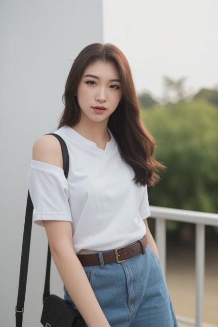 (beautiful polynesian woman, mixed korean, mixed japanese, korean idol,ulzzang-6500-v1.1), natural light, soft light, besth lighting, high resolution, 8k, (best quality, masterpiece:1.2), photorealistic, ultra high res, hoodie, belt, pointing, stage lights, short sleeves, bare shoulders, night, school uniform, buttons
