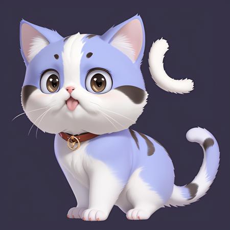 game icon institute,game icon,(cat), Soft fur, long whiskers, big eyes, small ears, soft paws, gentle meowing, purring sound, flexible tail, adorable facial expressions, unique patterns, sassy postures,(blue), still life, game icon, official art, well-structured, HD, 2d, game item icon, future style, (white background).  <lora:liwu:1>