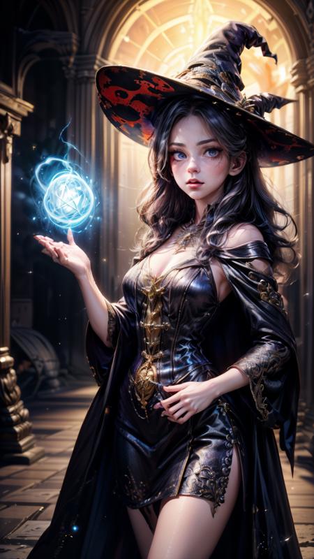 magician, spell magic (using dark magic:1.4) ((magic in hand))
