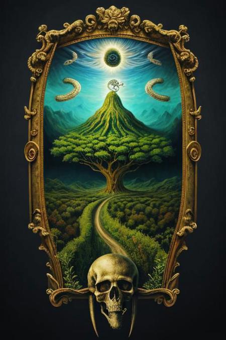 Cycle of life, surrealistic, natur, birth, death, masterpiece, surreal, photorealistic