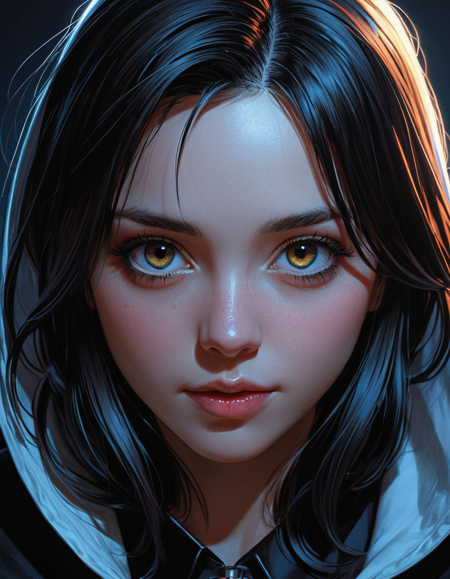 Smooth Quality, a comic potrait of a female necromamcer with big and cute eyes, fine - face, realistic shaded perfect face,
 fine details. night setting. very anime style. realistic shaded lighting poster by ilya kuvshinov katsuhiro,
 magali villeneuve, artgerm, jeremy lipkin and michael garmash, rob rey and kentaro miura style,
 trending on art station, <lora:FF.101.juggernautXL_version6Rundiffusion.LORA:1>, <lora:clear:1>