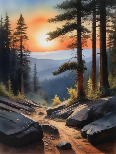 <lora:09WatercolorPainting_Hap_XL:1.6>,Winslow Homer style, watercolor painting, watercolor, oil painting,watercolor oil painting, Landscape of a dark far away planet, rock and organic soil, glowing trees, UHD, masterpiece, trending on artstation, sharp focus, studio photo, intricate details, highly detailed, by greg rutkowski