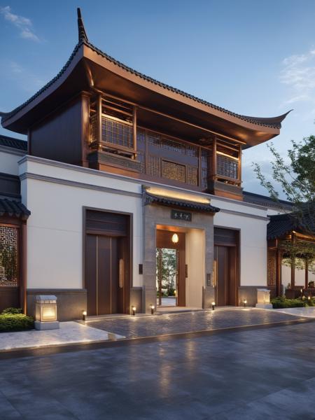 Architectural style Architectural style,   <lora:JJsChineseStyleHouse_XL:1>, ((Chinese Style House)),(masterpiece) , ((best quality)), dramatic lighting, high quality outdoors, sky, day, cloud, tree, blue sky, building, scenery, road, real world location,  sunlight, enough detail, high resolution,super realistic, Photorealistic, highly detailed, balcony, plants, door, car, truck, parking slot, paving, . Clean lines, architectural drawing, highly detailed  , . Clean lines, geometric shapes, minimalist, modern, architectural drawing, highly detailed