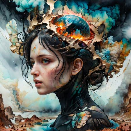 the attempt to awaken hidden mysterious energy by Conrad Roset, Brandon Kidwell, Andreas Lie, Dan Mountford, Agnes Cecile, Jeremy Mann, oil and ink canvas, fine art, super dramatic light, amazing depth, hyperdetailed, iridescent water, misty clouds with intense electric energy, masterwork by head of prompt engineering <lora:add-detail-xl:1.3>  <lora:hyperkraximalism:0.25>