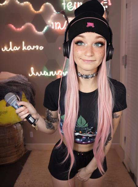<lora:BBjess-000006:1> bbjess
hand holding a big microphone