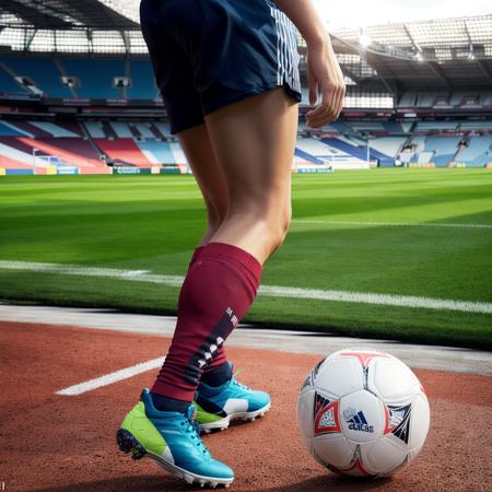 Photograph of a soccer player scoring a goal in a stadium with fans <lora:ReaPhoLoRA-10:1>, (good composition), (in frame), centered, 8k, 4k, detailed, attractive, beautiful, impressive, photorealistic, realistic, cinematic composition, volumetric lighting, high-resolution, vivid, detailed, stunning, professional, lifelike, crisp, flawless, DSLR, 4k, 8k, 16k, 1024, 2048, 4096, detailed, sharp, best quality, high quality, highres, absurdres