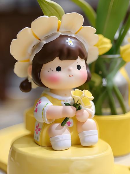 blindbox, 1girl, solo,  sitting, flower, blurry background, blush stickers, holding flower
<lora:cute_blindbox_v1:0.7>