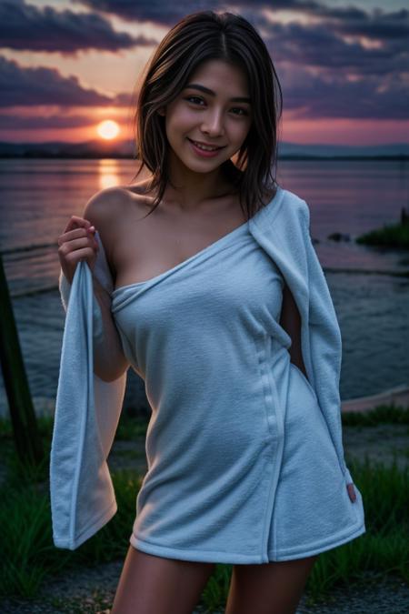 masterpiece, 1girl, smile, detailed, <lora:Towel Wrapped By Stable Yogi:0.8> after shower towel wrapped, wet
<lora:NOISEOFFSET_BY_STABLE_YOGI:0.8>sunrise <lora:Detail Slider V2 By Stable :0.5> <lora:NOISEOFFSET_V2_BY_STABLE_YOGI:0.5>