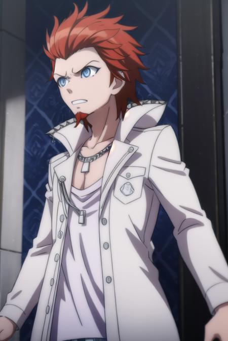 leonkuwata, <lora:leon kuwata s1-lora-nochekaiser:1>,
leon kuwata, short hair, blue eyes, male focus, red hair, facial hair, spiked hair, goatee,
BREAK shirt, jewelry, collarbone, jacket, white shirt, earrings, open clothes, necklace, open jacket, piercing, white jacket, pocket, breast pocket,
BREAK outdoors, classroom,
BREAK looking at viewer, (cowboy shot:1.5),
BREAK <lyco:GoodHands-beta2:1>, (masterpiece:1.2), best quality, high resolution, unity 8k wallpaper, (illustration:0.8), (beautiful detailed eyes:1.6), extremely detailed face, perfect lighting, extremely detailed CG, (perfect hands, perfect anatomy),