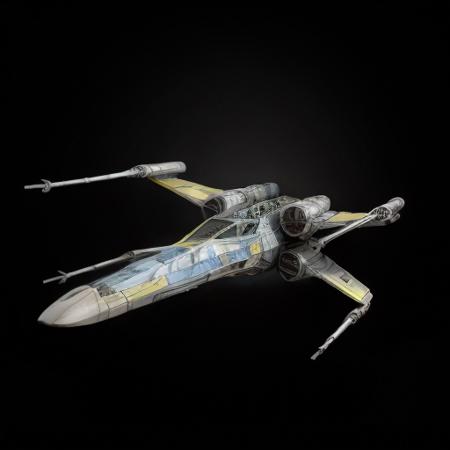 very high quality ,  <lora:Xwing:0.8> , Xwing , blue , yellow , smoothed texture, smoothed image , black background , ((equal sized wing))