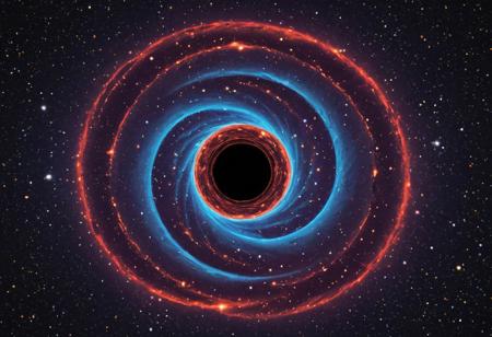A visually realistic depiction of a wormhole suspended in deep interstellar space, using authentic flow field mathematics to guide the distortion and light-bending around the core. The wormhole appears as a luminous torus with inner gravitational lensing, subtly bending background starlight into warped arcs. The field around it ripples with coherent wavefronts, gently spiraling like fluidic magnetic turbulence.
Use the Navier-Stokes flowfield equations as the basis for the curvature:
∇·u = 0
∂u/∂t + (u·∇)u = −∇p/ρ + ν∇²u
—Where u is the velocity field around the wormhole's event horizon, ν is the viscosity representing the quantum vacuum resistance, and ρ the density gradient of spacetime stress near the throat.
Simulate frame-dragging effects using Kerr metric derivatives:
ds² = −(1 − 2GMr/Σ)dt² − (4GMar sin²θ/Σ)dt dφ + (Σ/Δ)dr² + Σ dθ² + (r² + a² + 2GMa²r sin²θ/Σ) sin²θ dφ²
—Use this to distort starfields near the wormhole edge.
Color gradient should evolve from violet-blues near the singular axis to infrared-reds further out, indicating relativistic redshift. Outer edges emit weak Cherenkov-like pulses, hinting at matter streams entering or exiting at impossible angles.
Background: Distant galaxy clusters seen through the lensing effect, warped into crescents and loops. No nearby ships, no humans. This is a raw cosmological formation, ancient and active.