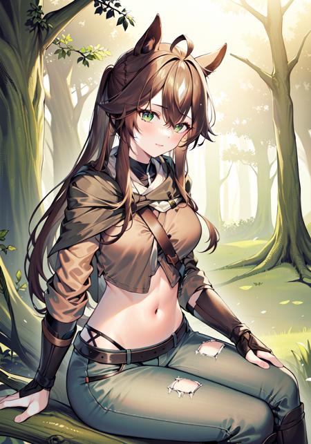 (((masterpiece, best quality, high resolution))),
Default, MeteorClothing, 1girl, solo, forest, sitting in wood,  sitting on tree, forest, sitting, 
<lora:ArknightsMeteorv1:0.8>