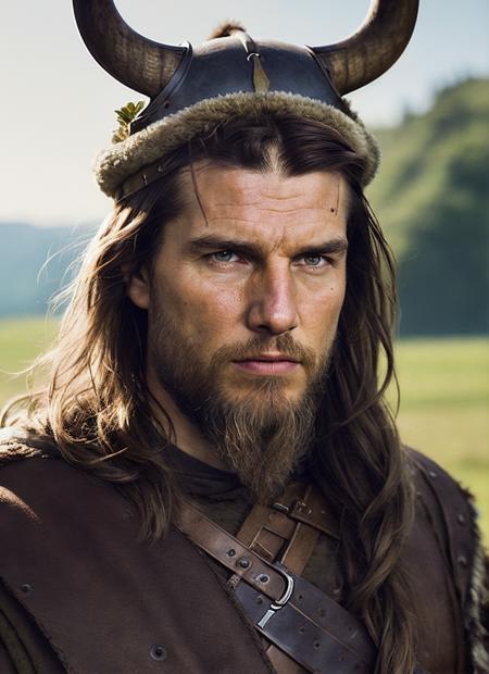 An intricate full color portrait of sks person:1 as (viking warrior), (barbarian),  epic character composition, by ilya kuvshinov, alessio albi, nina masic, sharp focus, natural lighting, subsurface scattering, f2, 35mm, film grain, <lora:locon_tomcruise_v1_from_v1_64_32:1.25>