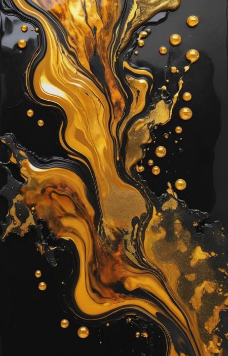 amber with black gold fluid art, clipart