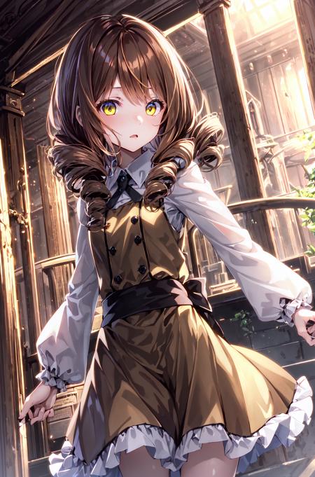 1girl, Warm Brown  hair, twin drills hair, Light Yellow eyes
 <lora:ryosiosV2:0.6> ryosios