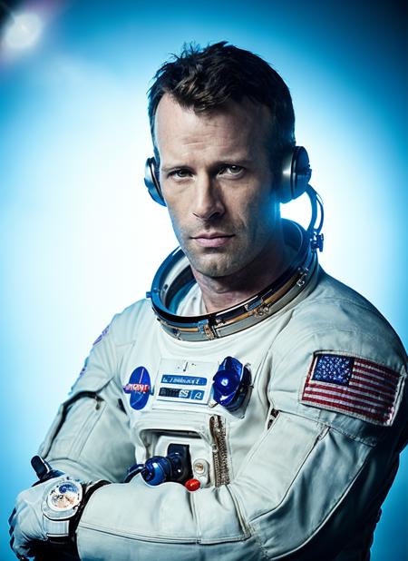 <portrait of sks person as an astronaut in space, masculine, epic > (photo, studio lighting, hard light, matte skin, pores, colors, sony a7, 50 mm, hyperrealistic) <lora:locon_tom_v1_from_v1_64_32:1>