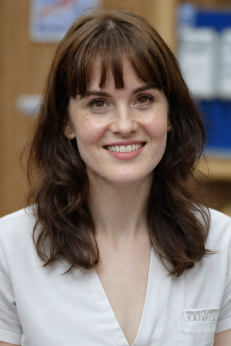 1girl, pov, nurse wearing a white scrubs, bent over, sweet smile, with bangs, at the hospital, detailed face, (photorealistic, absurdres, best quality, masterpiece:1.4), (high detailed skin:1.3)
 <lora:michelle_dockery_lora_v01:1> michdoc