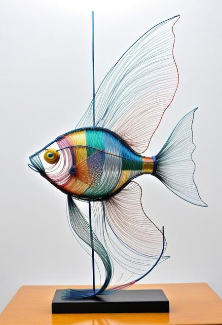 ((full height fish made of colored wire)), good posture