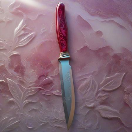 ornate knife ruby handle on kitchen counter early morning backlighting, cutlery,
transparent, colorful, transparency,
novuschroma54 style
