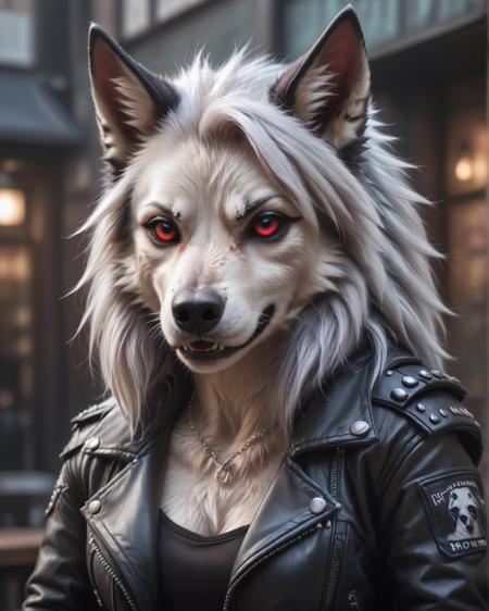Loona Loona Hellhound realistic wet fur fangs collar black sleeves mouth open armpit close up hellhound male hellhound male