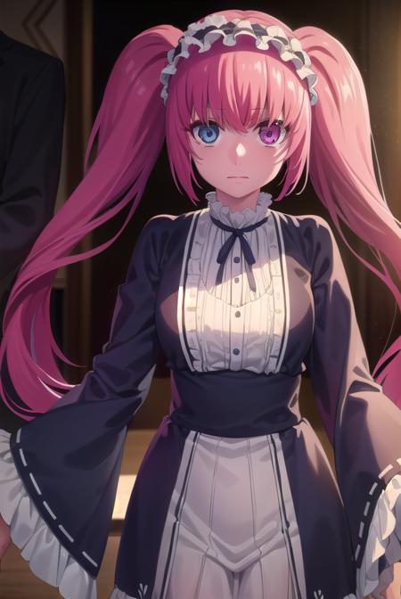 erimimushibami, <lora:erimi mushibami s2-lora-nochekaiser:1>,
erimi mushibami, long hair, blue eyes, twintails, pink hair, (pink eyes:1.3), (heterochromia:1.5),
BREAK hairband, gothic, hairband,
BREAK indoors, classroom,
BREAK looking at viewer, (cowboy shot:1.5),
BREAK <lyco:GoodHands-beta2:1>, (masterpiece:1.2), best quality, high resolution, unity 8k wallpaper, (illustration:0.8), (beautiful detailed eyes:1.6), extremely detailed face, perfect lighting, extremely detailed CG, (perfect hands, perfect anatomy),