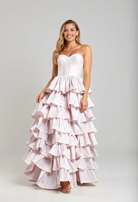 [FLUX] Strapless Ruffled Maxi Dress