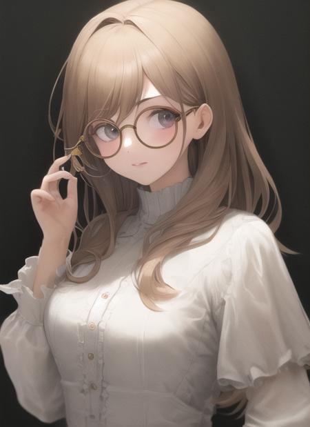 masterpiece, best quality, high quality, 1girl, solo,, glasses, round eyewear, upper body, <lora:glasses-2:1>