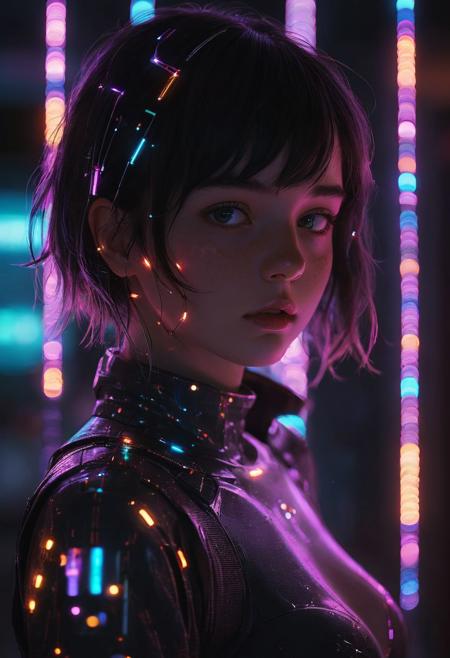Photo of TWbabeXL01, NSFW, photorealistic, 1 girl, Sci-Fi, extremely detailed, glowing lights, beautiful magical sparkles, vibrant whimsical colors,