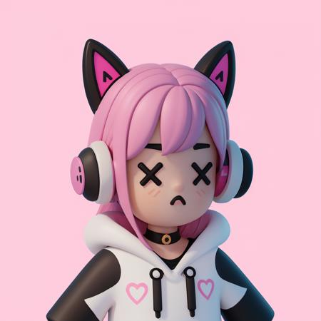 3d, blender, tinycore, toycore, sculpture <lora:3dcute:0.6> (white_background:1.3),  <lora:portrade:0.3> 1girl, solo, long_hair, blush, simple_background, animal_ears, upper_body, choker, cat_ears, hood, hoodie, fake_animal_ears, headphones, black_choker, hood_down, portrait, headset, jitome, animal_ear_headphones, cat_ear_headphones, pink_hoodie