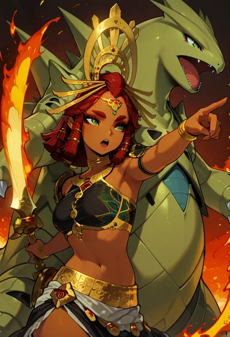 Riju: Tyranitar Trainer | マキ・ア・ルージュ x バンギラス (Zelda x Pokemon) [Illustrious]