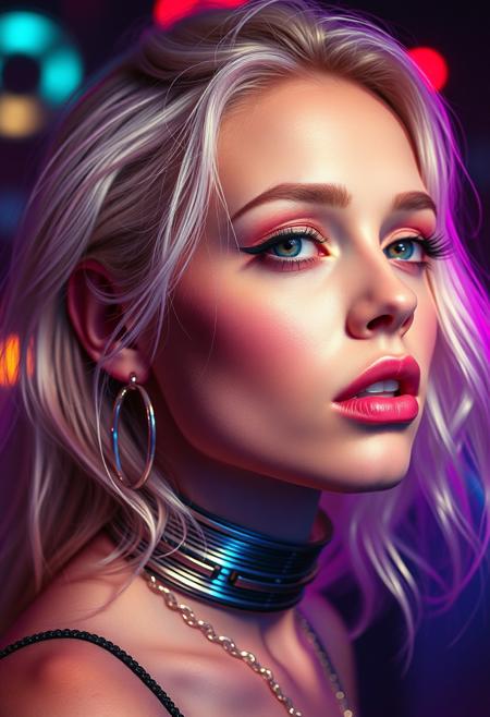 high quality design aesthetics, disco, synth pop, detailed, pop album cover, beautiful young white woman