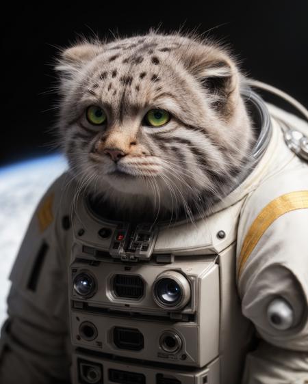 tusuncat, tusun, (wearing astronaut suit:1.2), cyberpunk,  sci-fic, (realistic eye color and details), fluffy, big head, science fiction, communist ideology, Cyborg, fantasy, intense angle, soft lighting, (photograph, 4k, hyper detailed, portrait wallpaper, realistic, photo-realistic), DSLR, 24 Megapixels, Full Frame, vibrant details, octane render, finely detail, best quality, incredibly absurdres, robotic parts, rim light, vibrant details, luxurious cyberpunk, hyperrealistic, cable electric wires, microchip