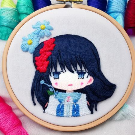 cute anime little girl,  embroidery by embarg