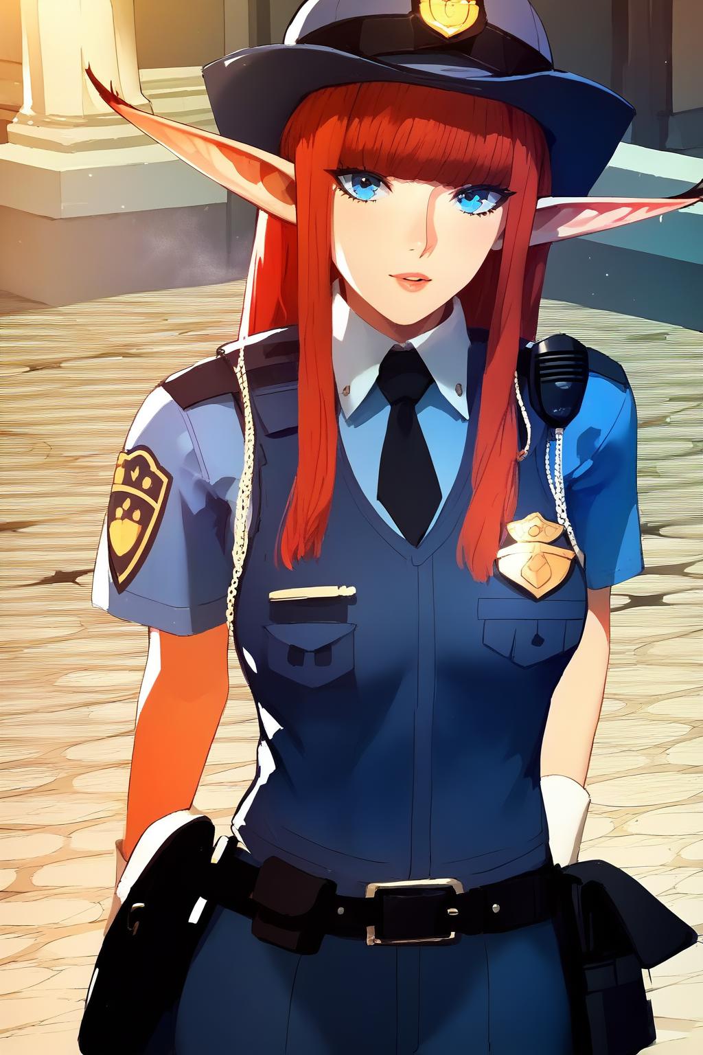 1girl, JapanesePolicewoman, police, police uniform<lora:ÐÐ´ÐµÐ¶Ð´Ð° ÑÐ¿Ð¾Ð½ÑÐºÐ°Ñ Ð¿Ð¾Ð»Ð¸ÑÐ¸Ñ(JapanesePolicewoman, police, police uniform):0.8>   <lora:HulkenbergMR-pdxl:1> hbrgMR,long hair,sidelocks,blunt bangs,pointy ears,medium breasts,elf,pointy ears, Score_9, Score_8_up, Score_7_up, Score_6_up, Score_5_up, Score_4_up, BREAK,1girl in full growth, best quality, masterpiece, ultra-detailed, high quality,good quality,1 girl,(master piece,high resolution, ultra detailed,8K,16K),look at viewer