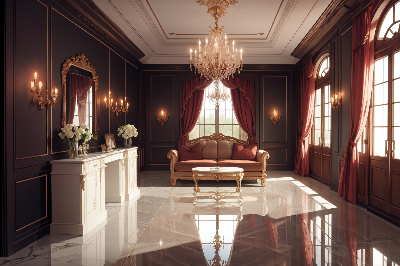 indoors, ampire, luxurious interior, marble (stone),