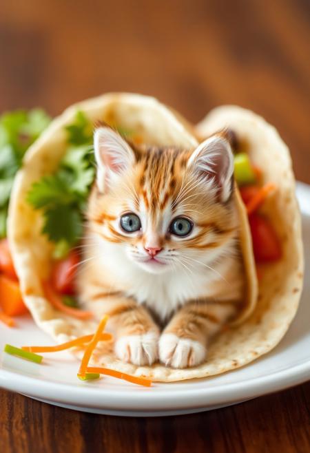 A cute kitten taco!