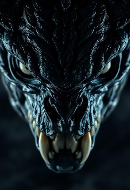 super close up shot of an underworld beast, small white zombie eyes, hyper realistic, ultra detailed, translucent oiled skin, black skin