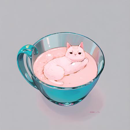 cup, dunch, no humans, white background, simple background, cat,  animal, animal focus,  <lora:dunch-000016:1>