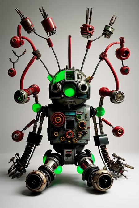 Sculpture: An assemblage of discarded electronics, wires, and circuit boards, reimagined as a cybernetic organism. ,  con_art2