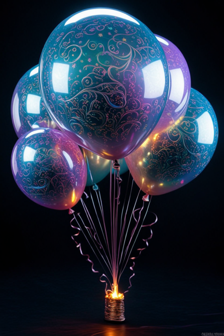pmg style, balloons, magical mystical glowing iridescent, extremely detailed  <lora:pmg_001:1>