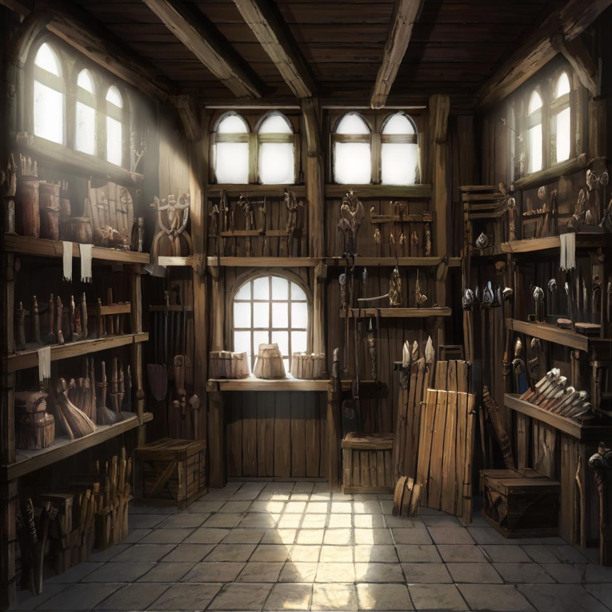 medieval blacksmith shop interior